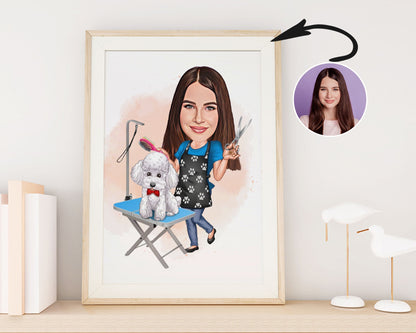 Personalised Pet Groomer Caricature