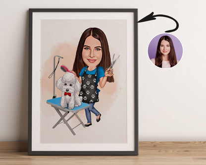 Personalised Pet Groomer Caricature