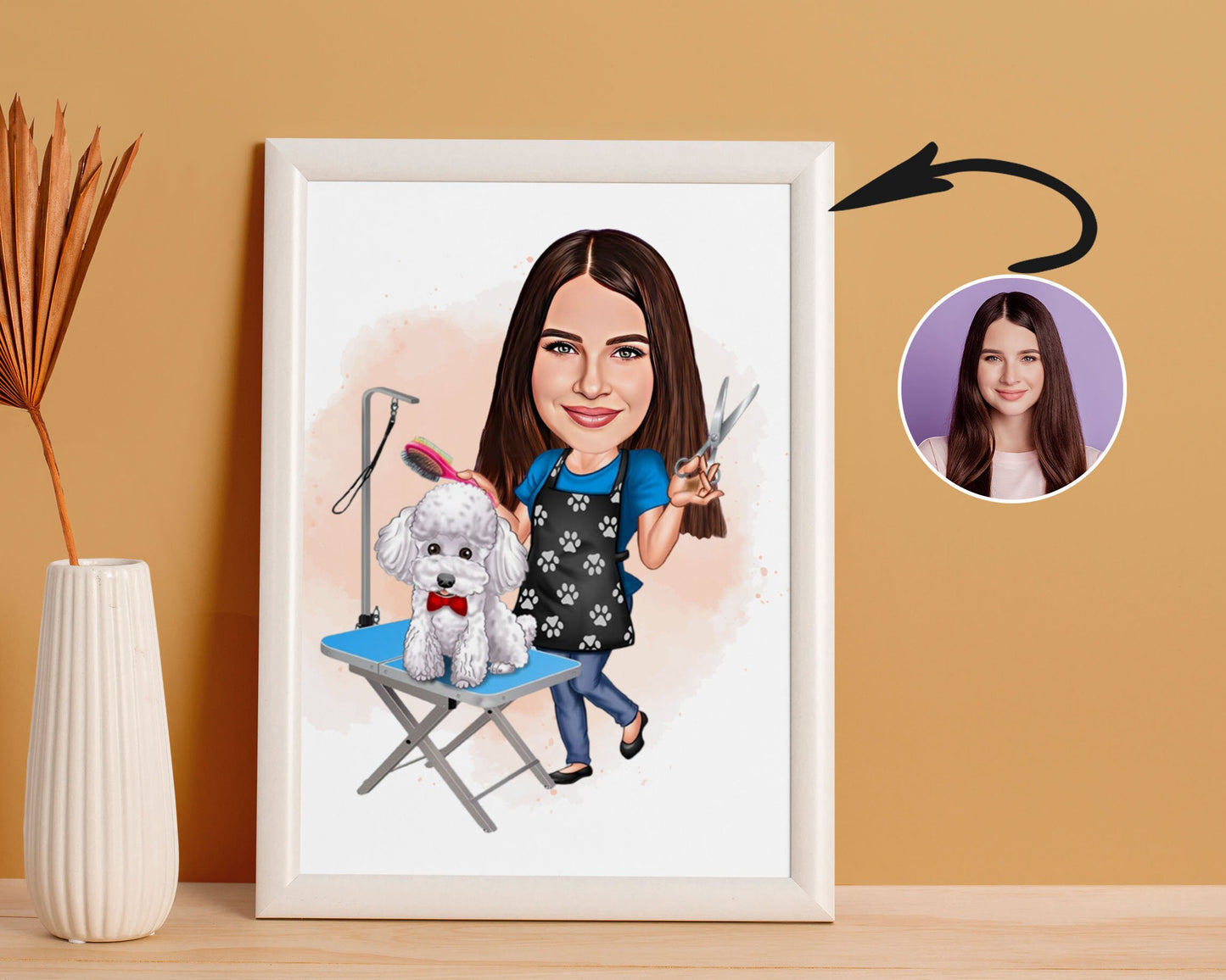 Personalised Pet Groomer Caricature