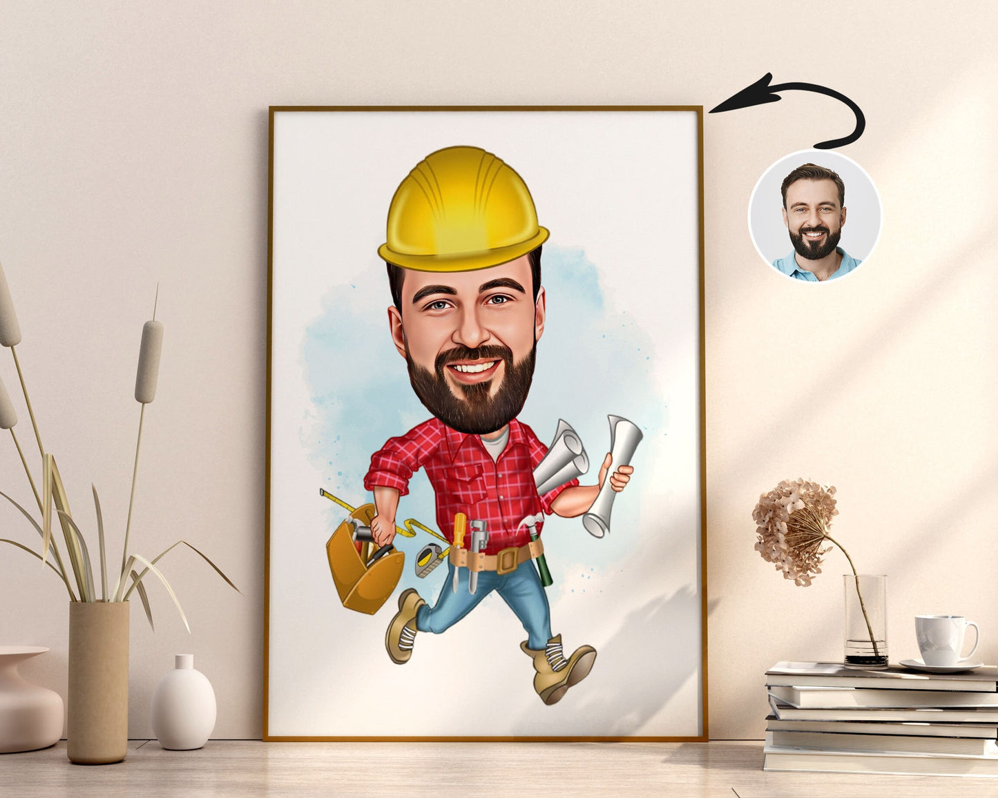 Personalised Construction Caricature