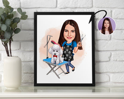 Personalised Pet Groomer Caricature