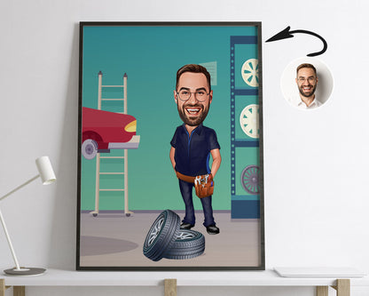 Personalised Mechanic Caricature